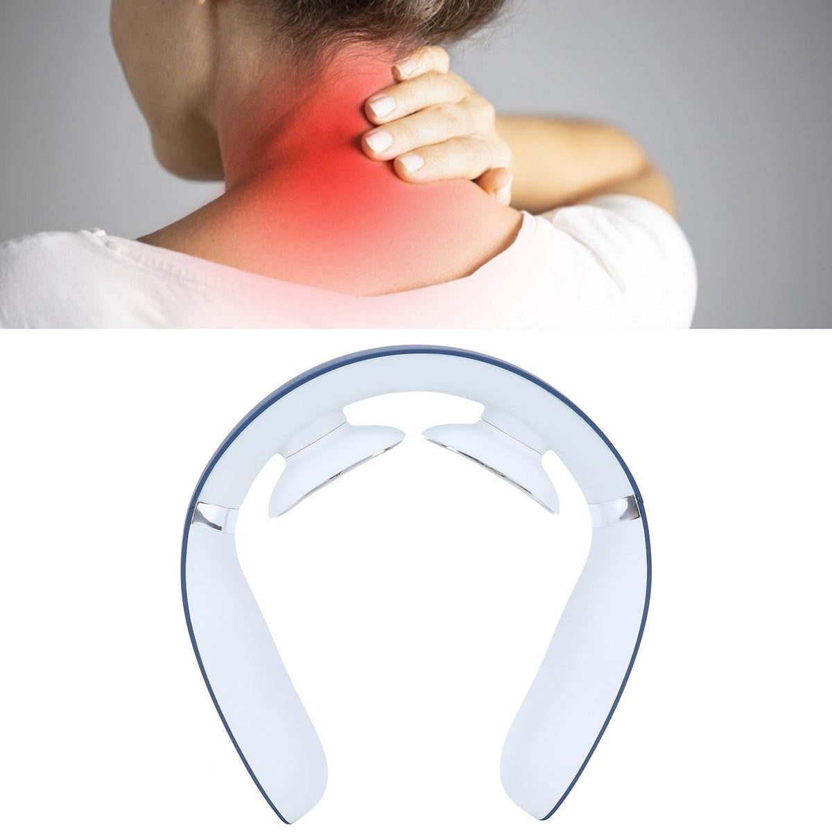 Neck Massager USB Charging Mini Intelligent Holographic Pulsed Shoulder Therapy Machine Blue