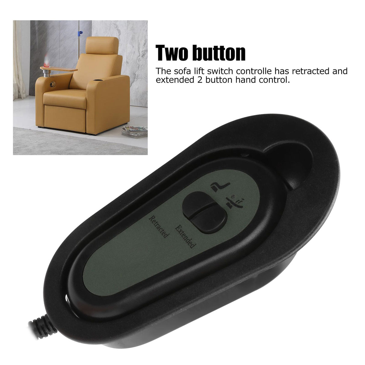 Electric Sofa Controller 2 Button Lift Chair Hand Control 5 Pin for Electric Recliner