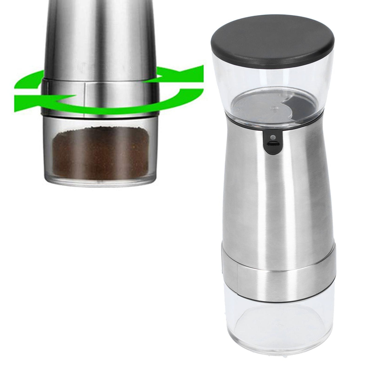 Stainless Steel Electric Grinder USB Charging Automatic Pepper Coffee Bean Crusher for Home Use