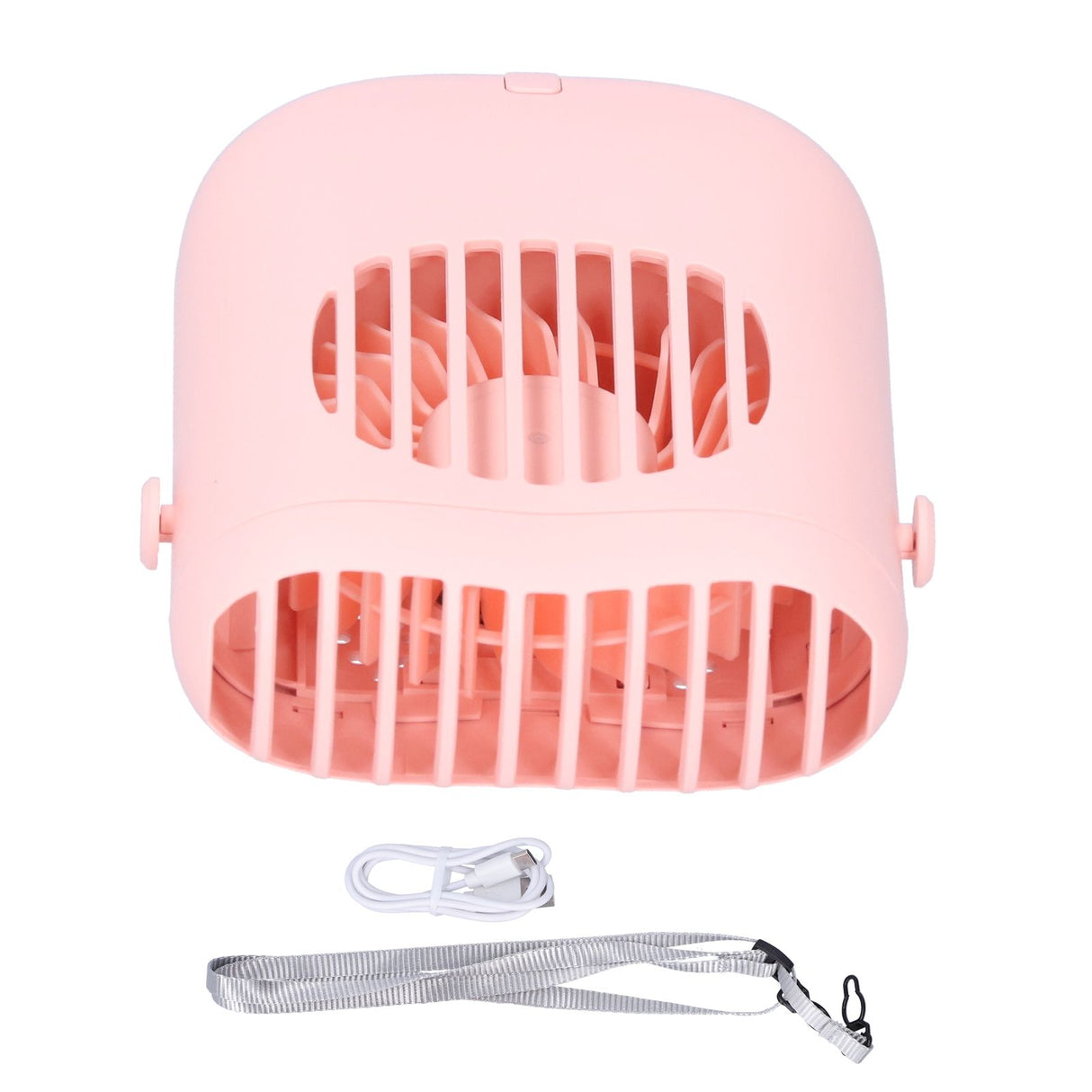 Hand-Held Mini Fan USB Charging Waist Hanging Fan for Home Office Traveling Pink