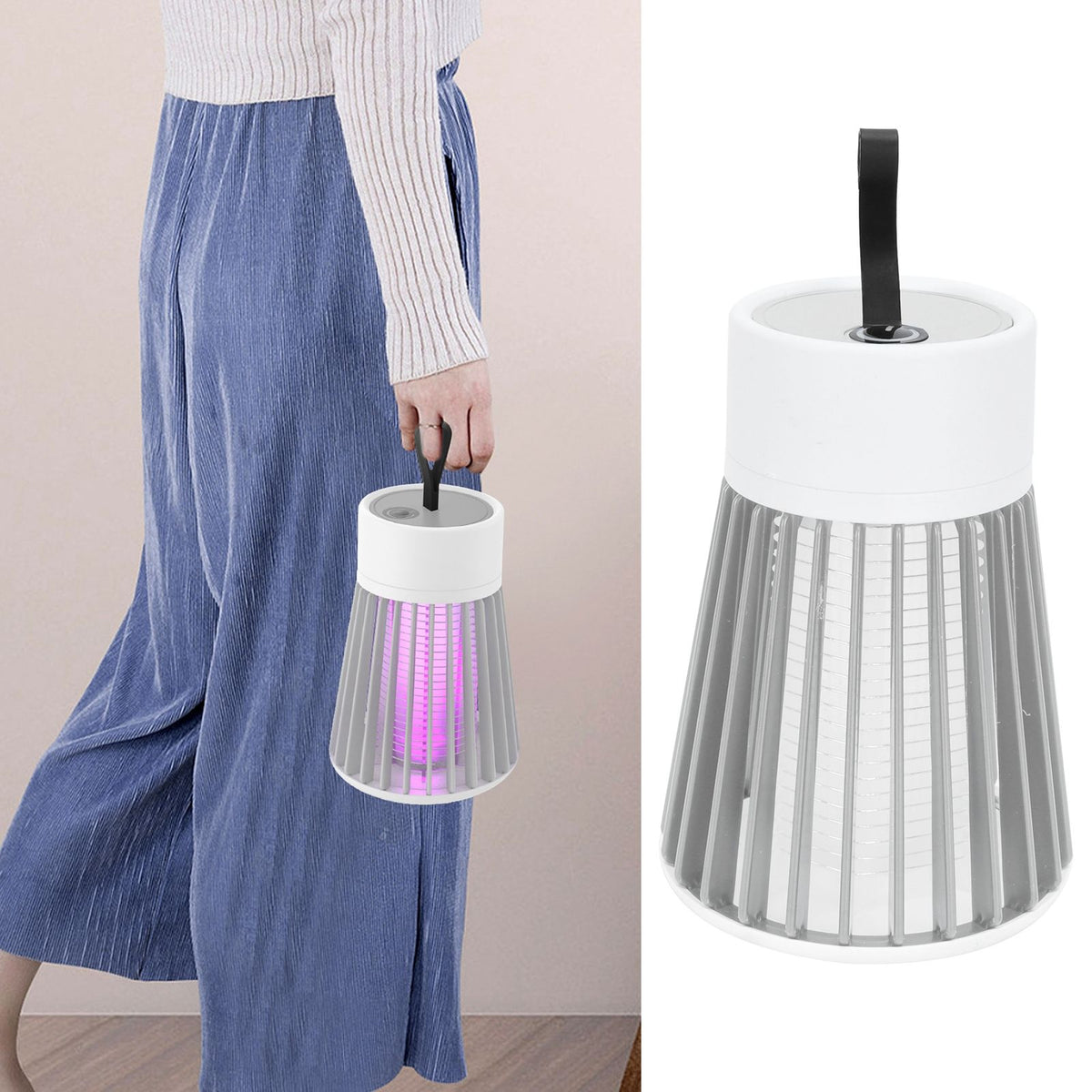 Mosquito Killer Light Handheld Electronic Ultraviolet Mosquito Killer for Home Outdoor UseGray White
