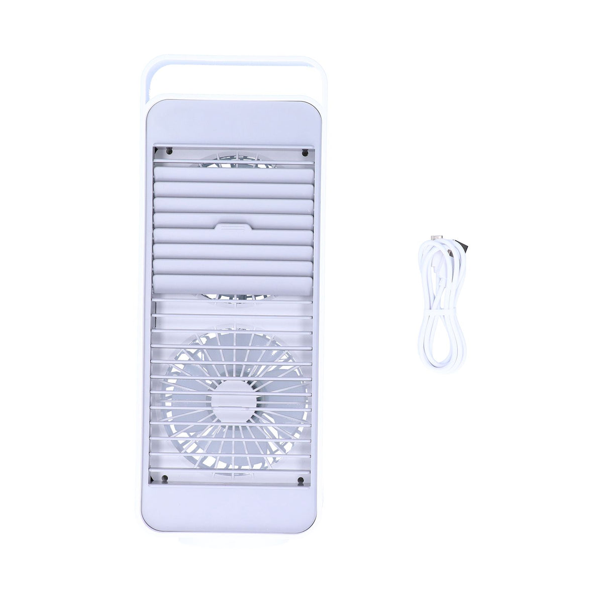 Double Fan Blade Rotating Fan USB Charging Desktop Electric Fan for Office Home DormitoryWhite
