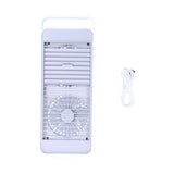 Double Fan Blade Rotating Fan USB Charging Desktop Electric Fan for Office Home DormitoryWhite - Front View
