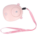 Electric Fan Hanging Neck Portable Mini Fan with 3‑Gear Wind Speed USB Charging for SummerPink - Side View