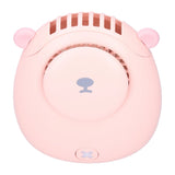 Electric Fan Hanging Neck Portable Mini Fan with 3‑Gear Wind Speed USB Charging for SummerPink - Close-Up Angle
