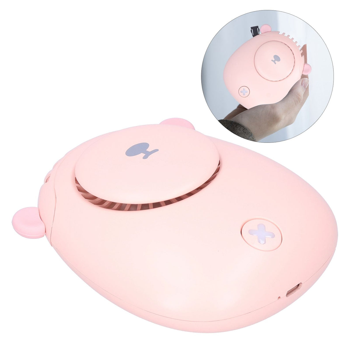 Electric Fan Hanging Neck Portable Mini Fan with 3‑Gear Wind Speed USB Charging for SummerPink