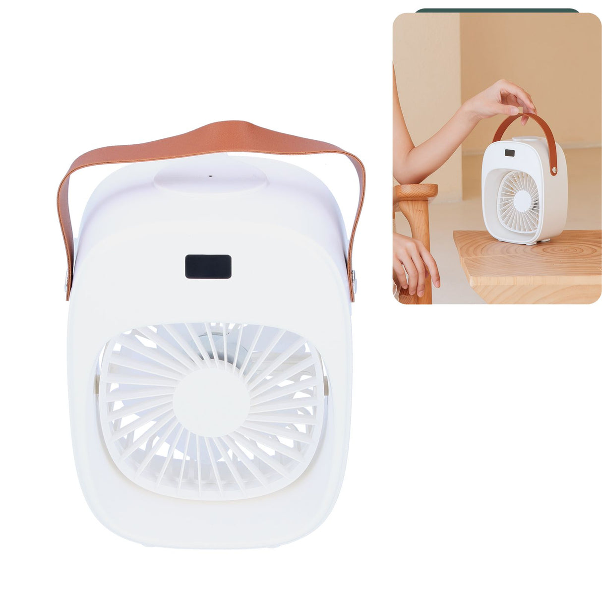 Adjustable Electric Fan Portable Spray Humidification Electric Fan for Home Outdoor DormitoryWhite