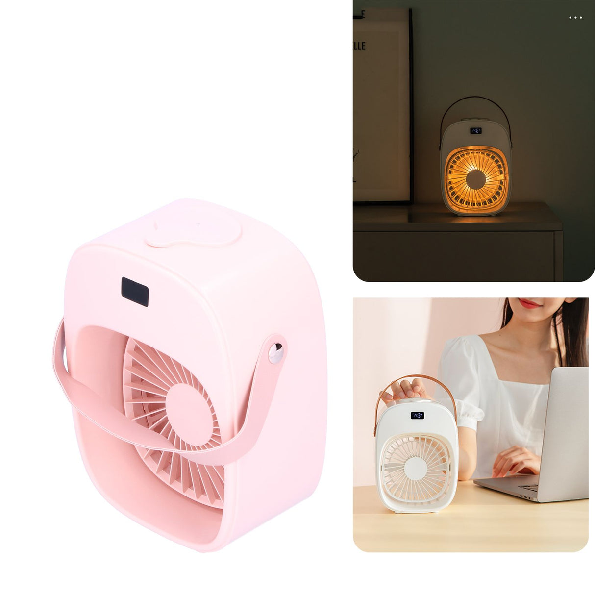 Adjustable Electric Fan Portable Spray Humidification Electric Fan for Home Outdoor DormitoryPink