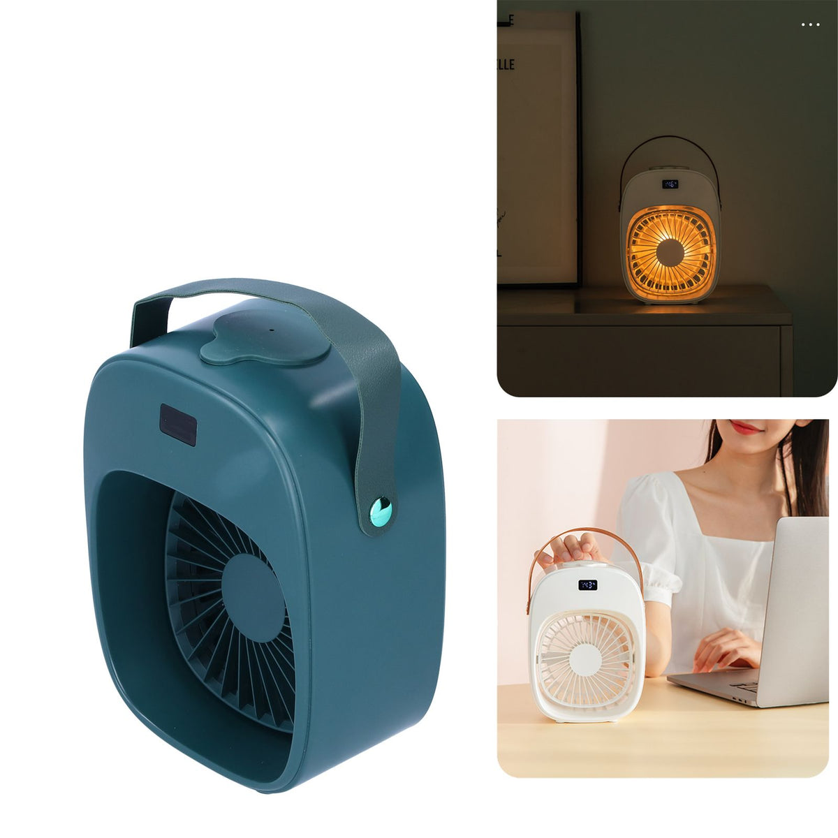 Adjustable Electric Fan Portable Spray Humidification Electric Fan for Home Outdoor DormitoryGreen
