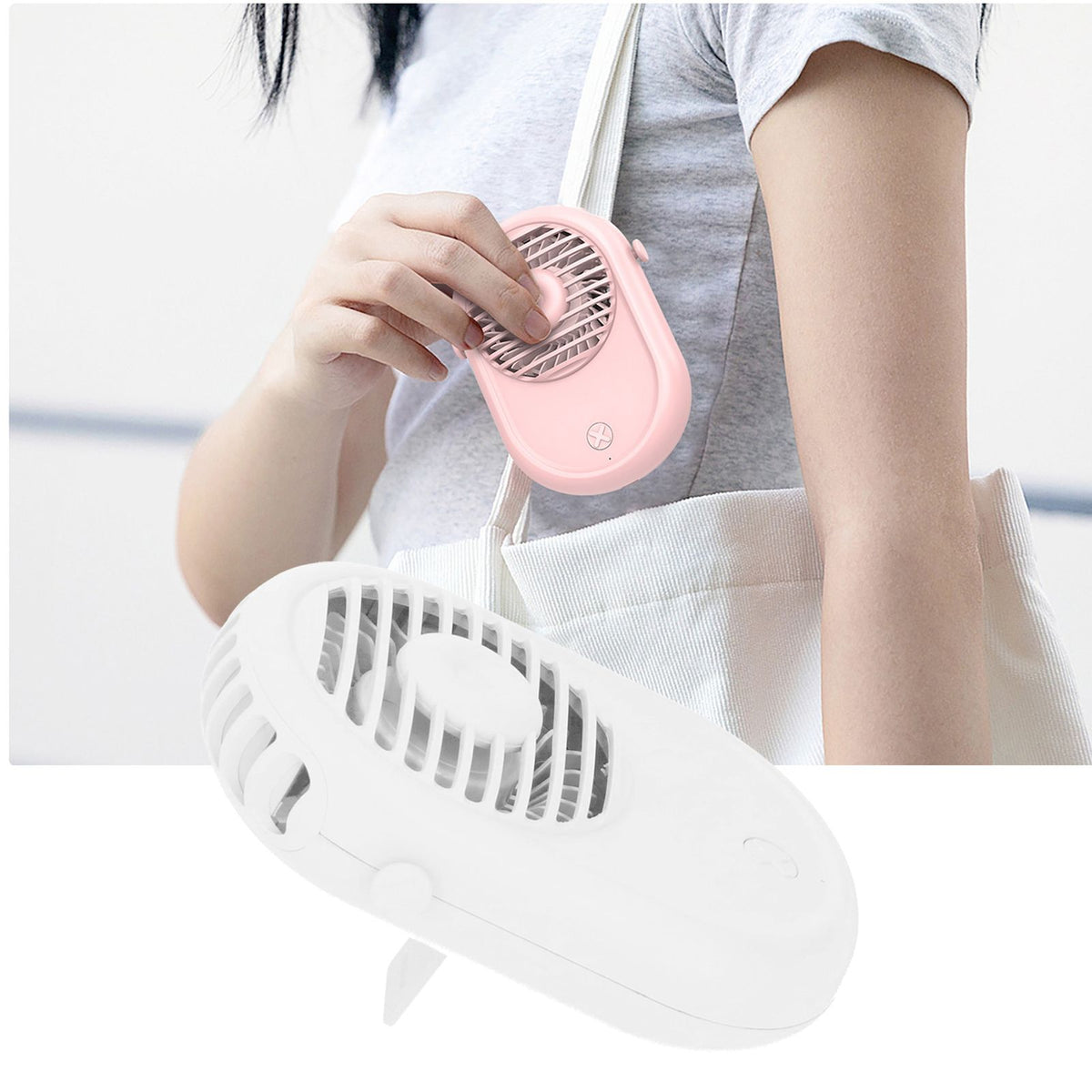 Portable Handheld Electric Fan Mini Compact Neck Hanging Fan for Summer Home Office UseWhite