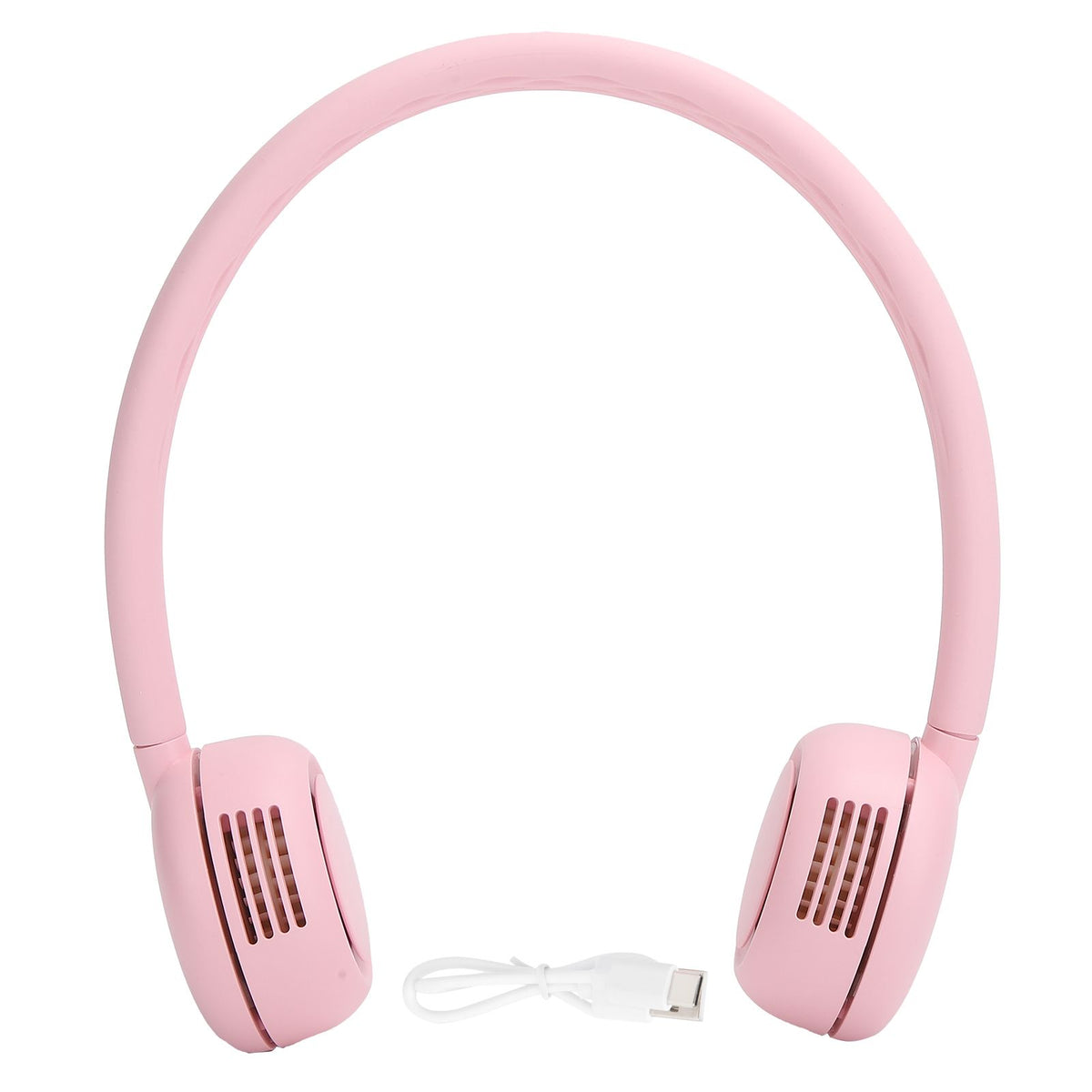 Fanless Hanging Neck Fan Adjustable USB Charging Silent Sports Fan for Home School OutdoorPink 2000mAh