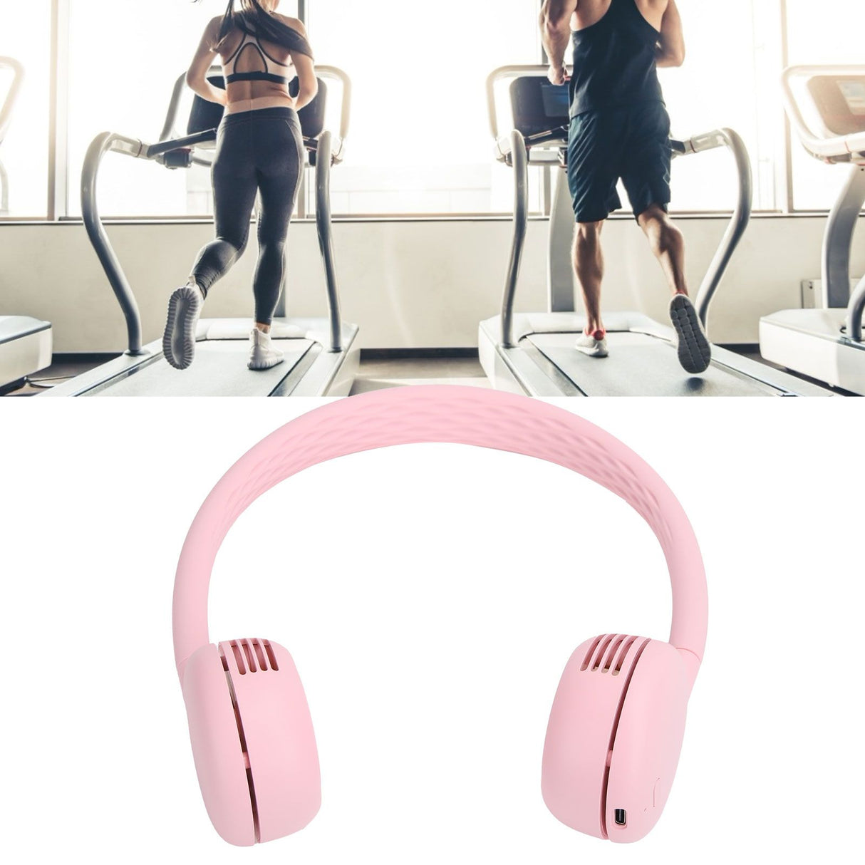 Fanless Hanging Neck Fan Adjustable USB Charging Silent Sports Fan for Home School OutdoorPink 2000mAh