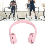 Fanless Hanging Neck Fan Adjustable USB Charging Silent Sports Fan for Home School OutdoorPink 2000mAh