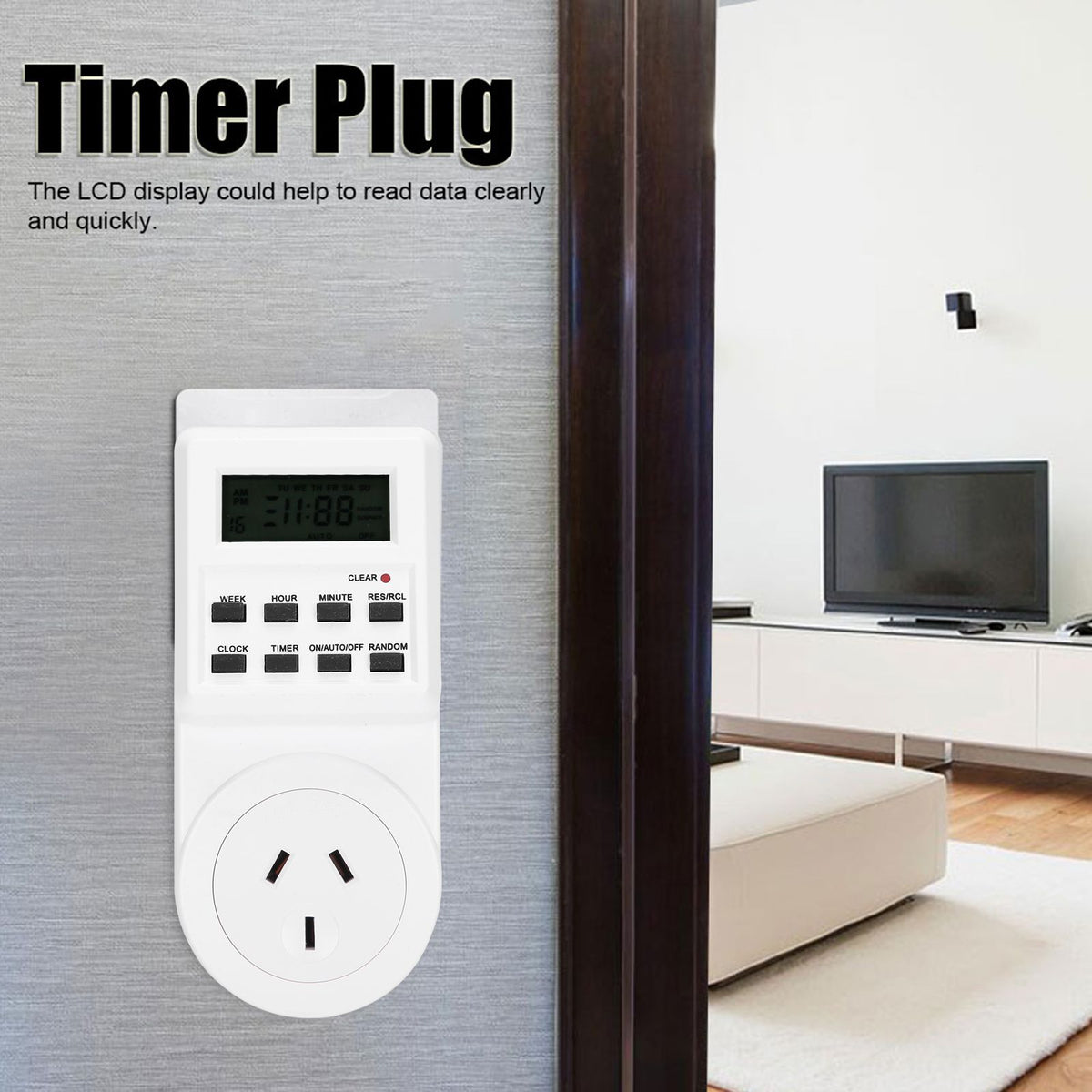 Timer Switch Plug Intelligent Programmable Outlet Timer Socket for Electrical Appliance(TST01AU Plug 240V)