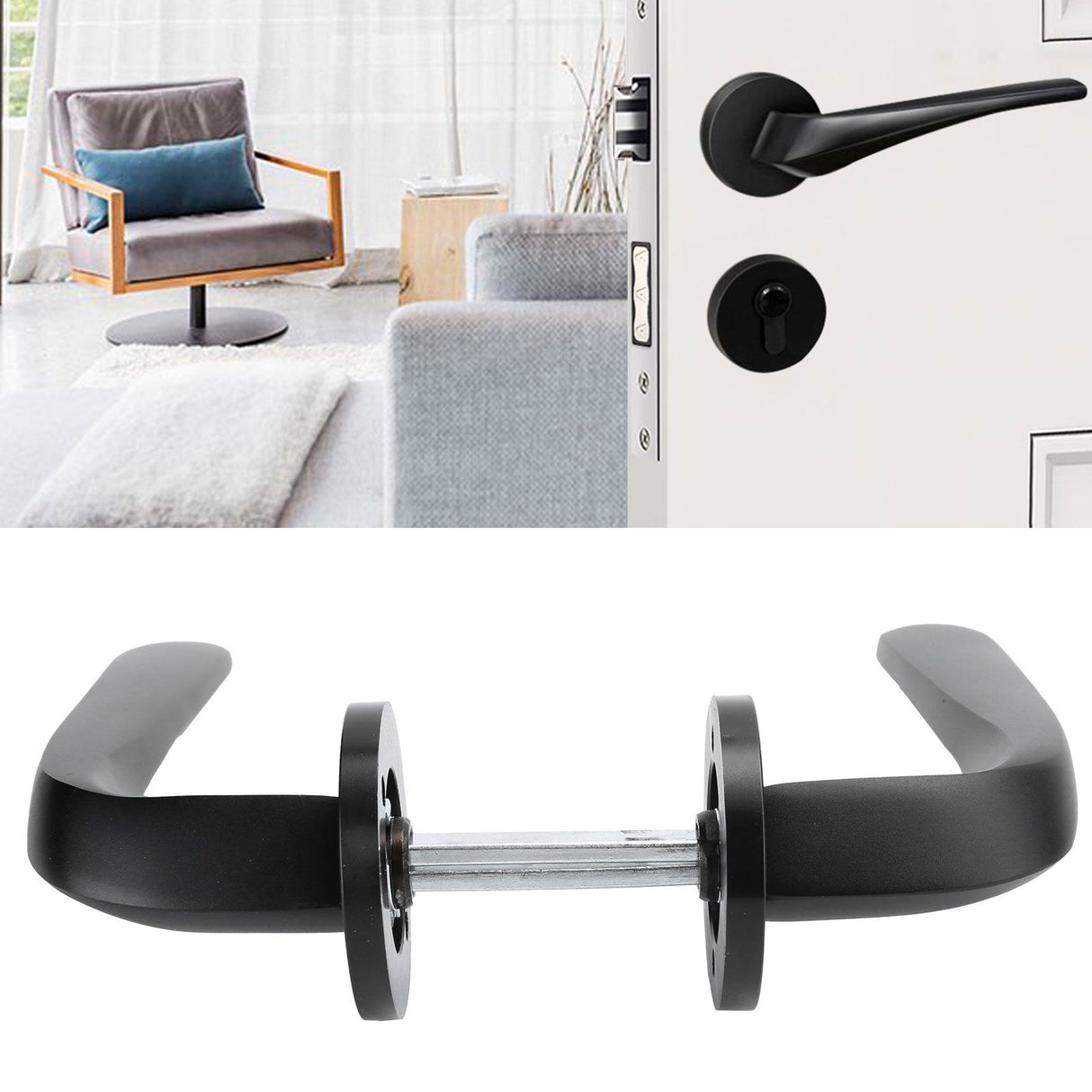 Entry Door Handle Lock Locking Lever Handle Set Reversible for Right Left Sided DoorsI Style