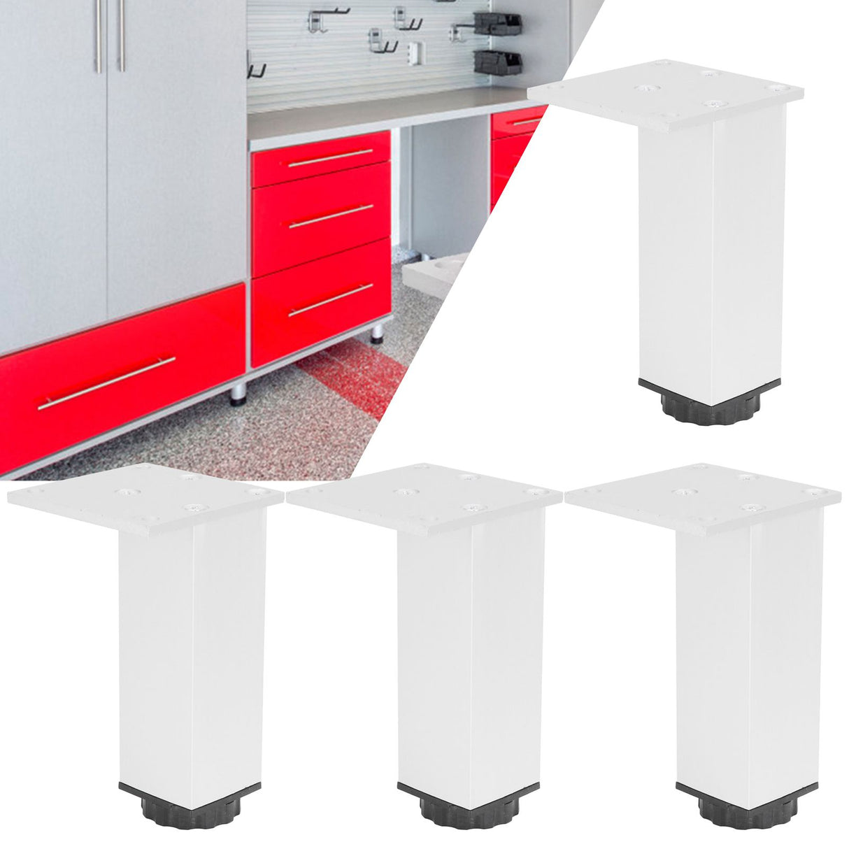 4Pcs Sofa Leg Aluminium Alloy Square Adjustable Cabinet Foot Furniture Hardware Fittings120mm