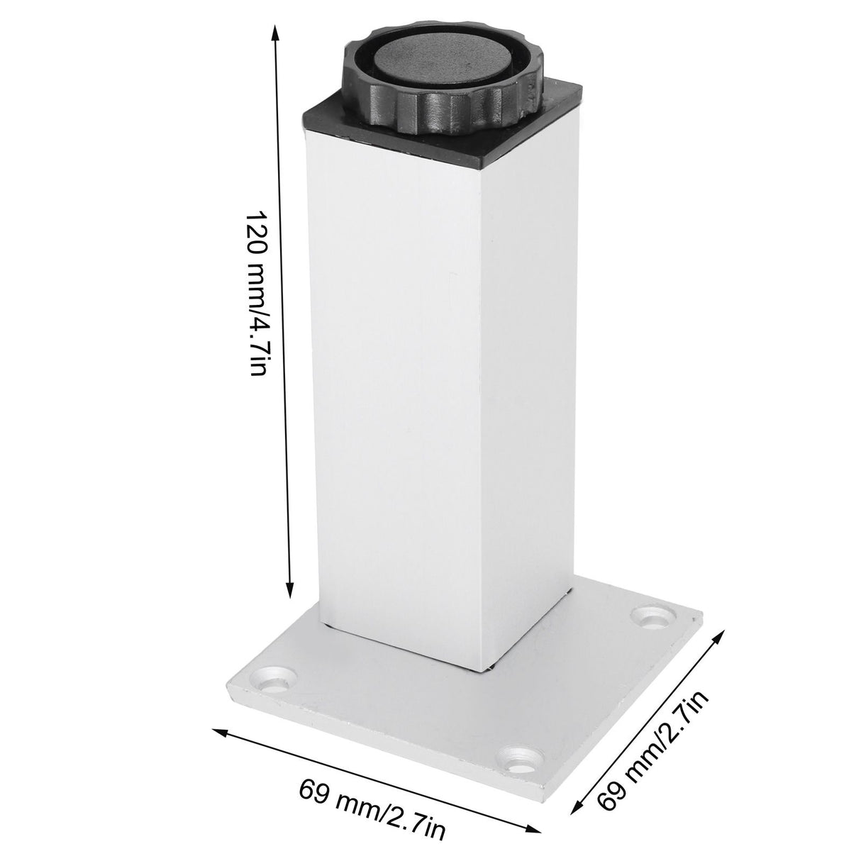 4Pcs Sofa Leg Aluminium Alloy Square Adjustable Cabinet Foot Furniture Hardware Fittings120mm