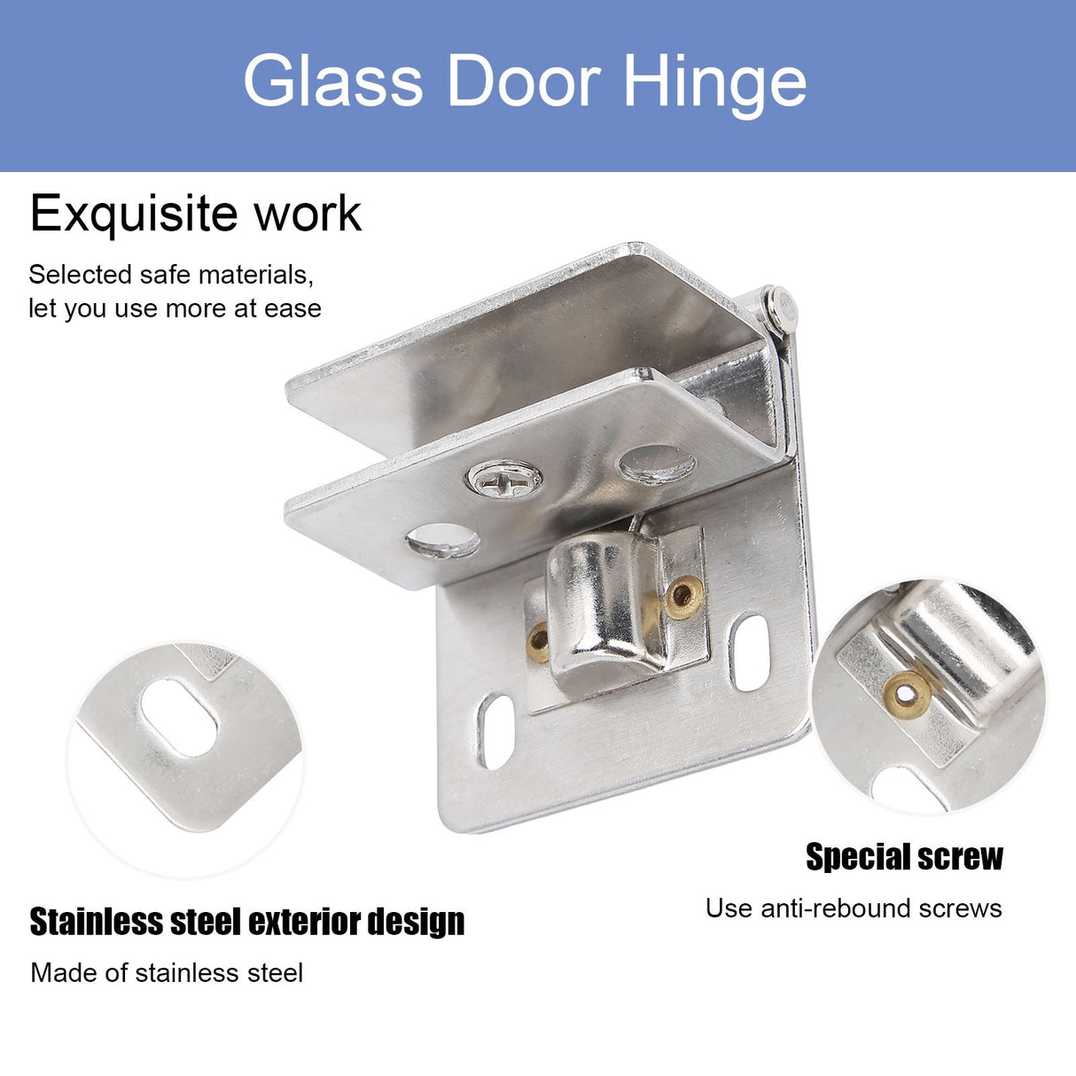 Glass Door Hinge PunchFree Stainless Steel Clip Cabinet Bracket Clamp Household Supplies