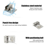 Glass Door Hinge PunchFree Stainless Steel Clip Cabinet Bracket Clamp Household Supplies - Extra Image