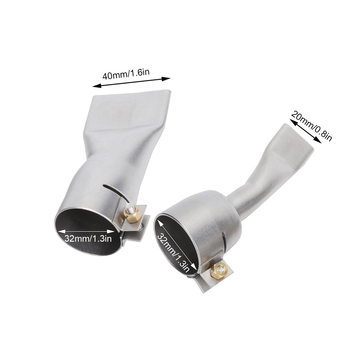 2Pcs Welding Gun Flat Nozzle 20mm Small 40mm Large Tip for Welder Tool Stainless Steel