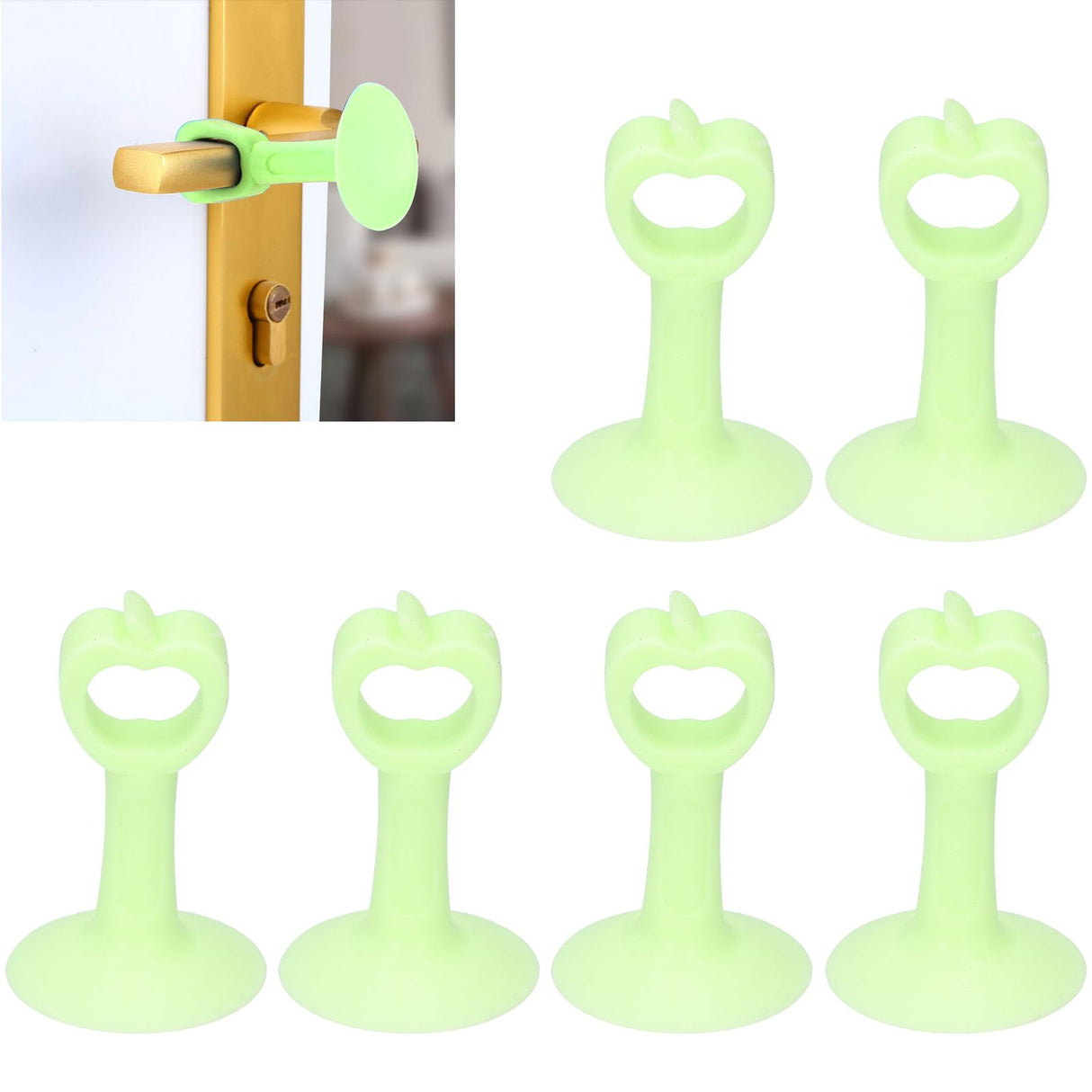 6PCS Door Stopper Anti‑Collision Silicone Wall Protection Home Bathroom Supplies Green