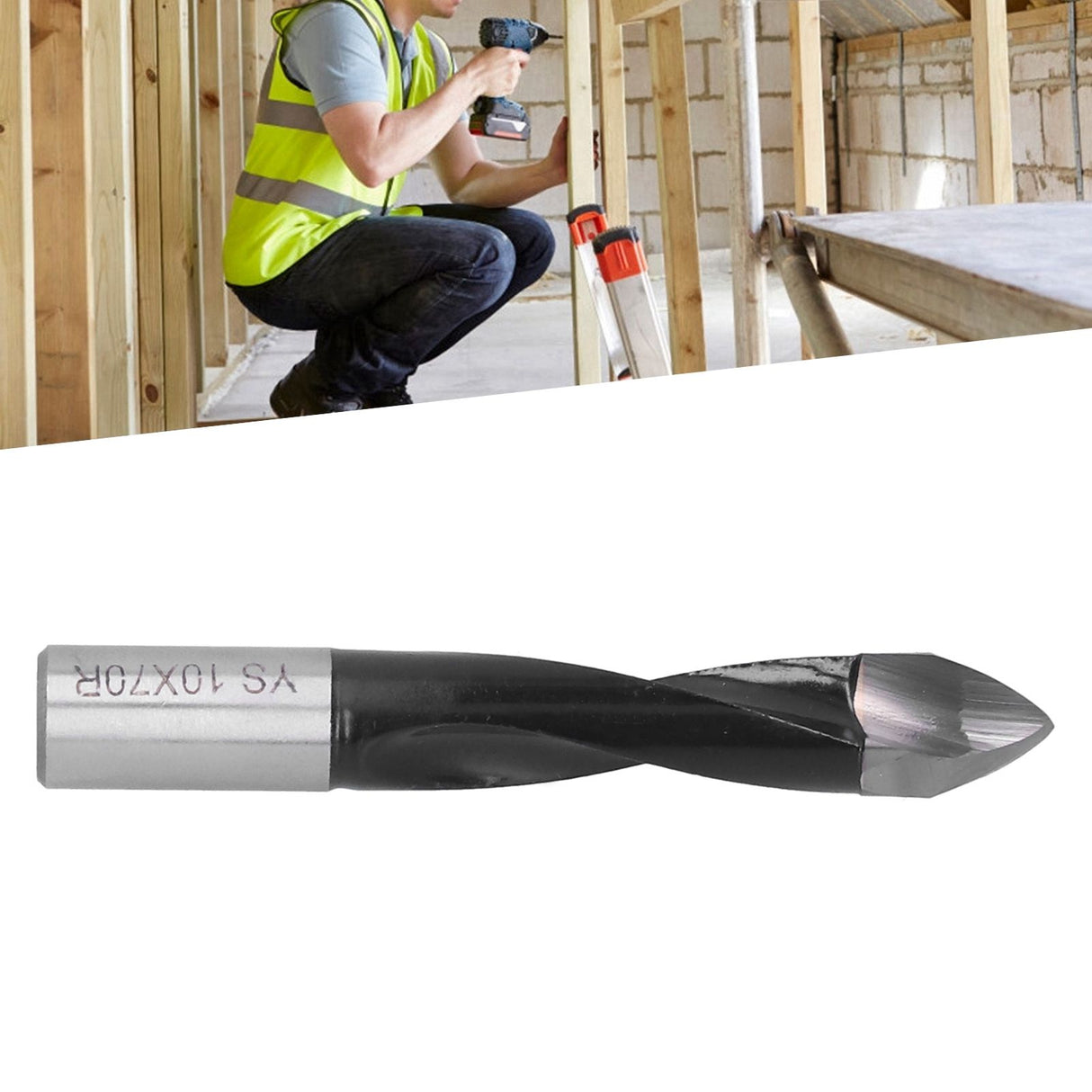 Woodworking Drill Bit 1/2 Carbon Steel Alloy Punching Drilling Tool Bit Carpentry ToolT10x70R