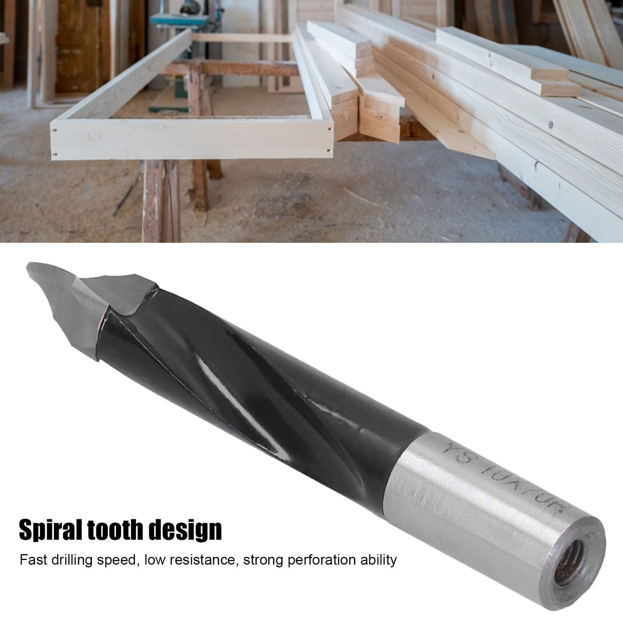 Woodworking Drill Bit 1/2 Carbon Steel Alloy Punching Drilling Tool Bit Carpentry ToolT10x70R