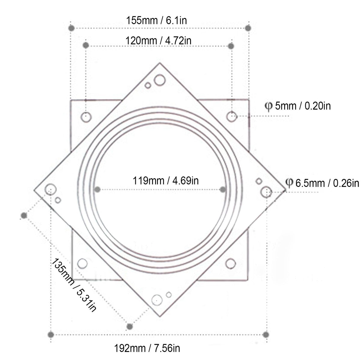 360 Degree Rotating Plate Base Bar Stool Chair Turntable Bearing Furniture Hardware 155mm