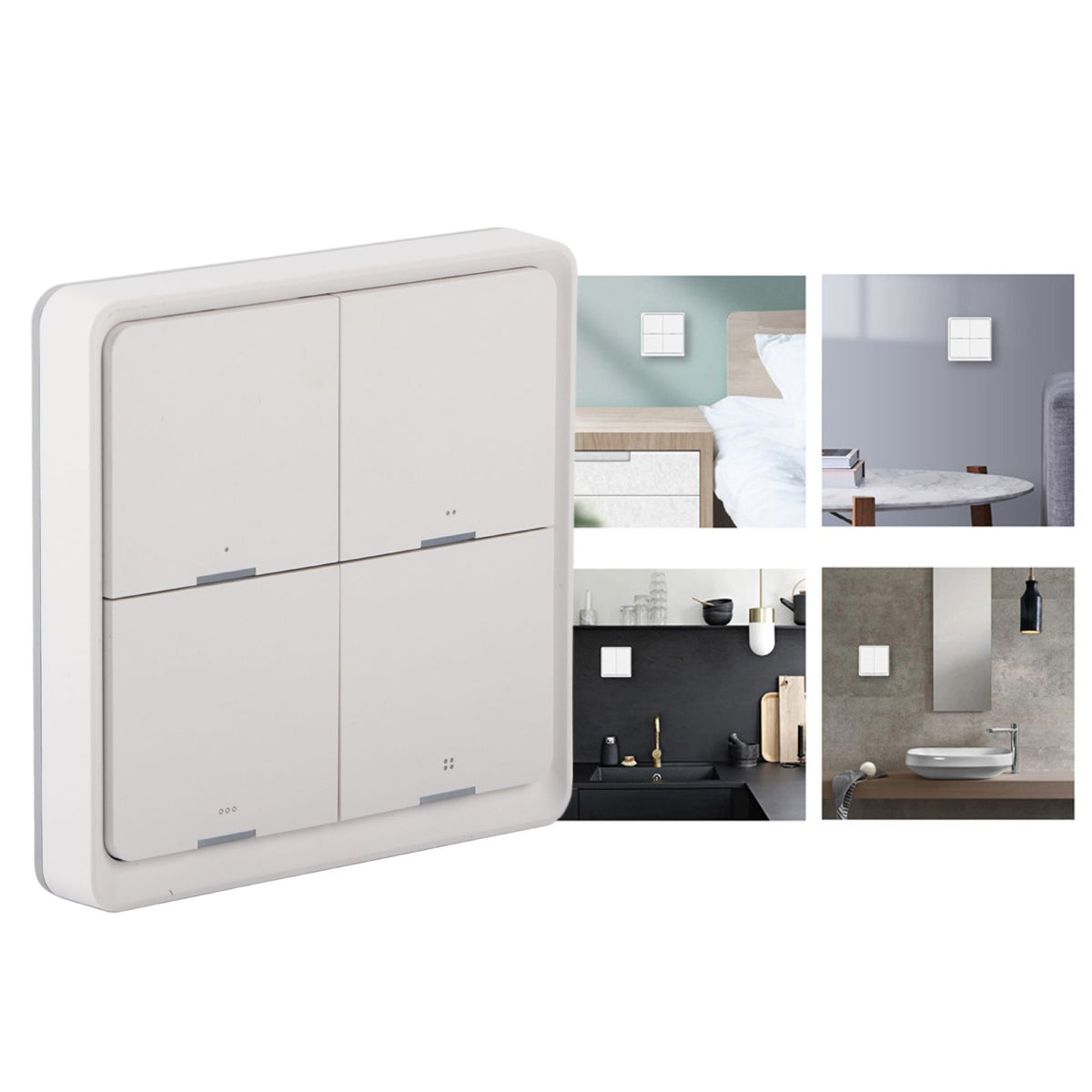 Wireless Scene Switch Intelligent 4‑Way Panel Wall Switch Mobile Phone APP Control for ZigBee