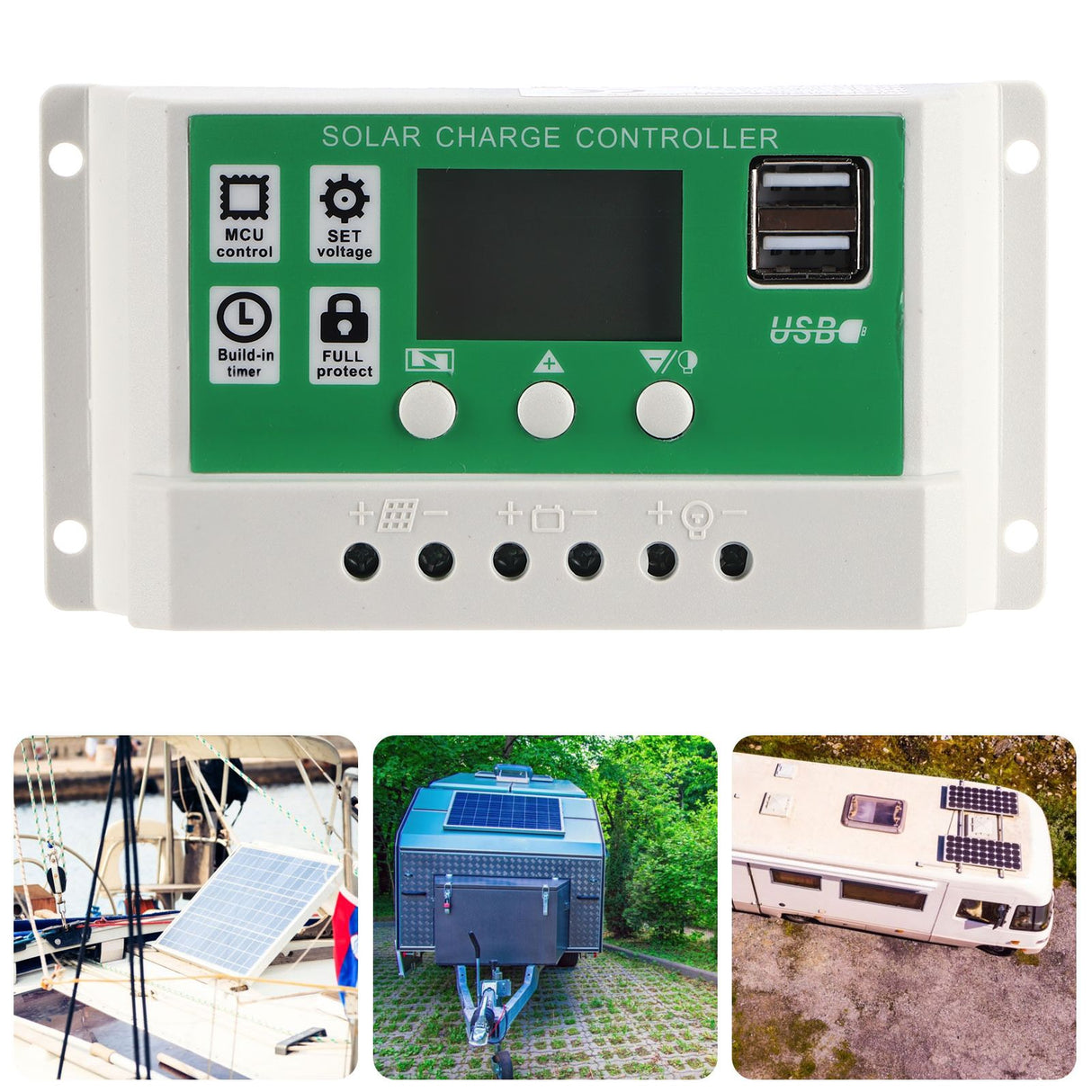 20A 12V 24V LCD Display Solar Charge Controller PWM Auto Focusing Tracking Charging