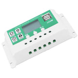 LCD Solar Charge Controller Adjustable 10A 12V 24V PWM Charging Regulator Accessory - Top-Down View