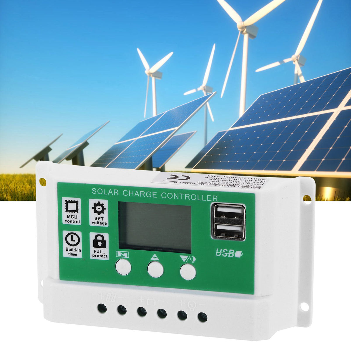 LCD Solar Charge Controller Adjustable 10A 12V 24V PWM Charging Regulator Accessory