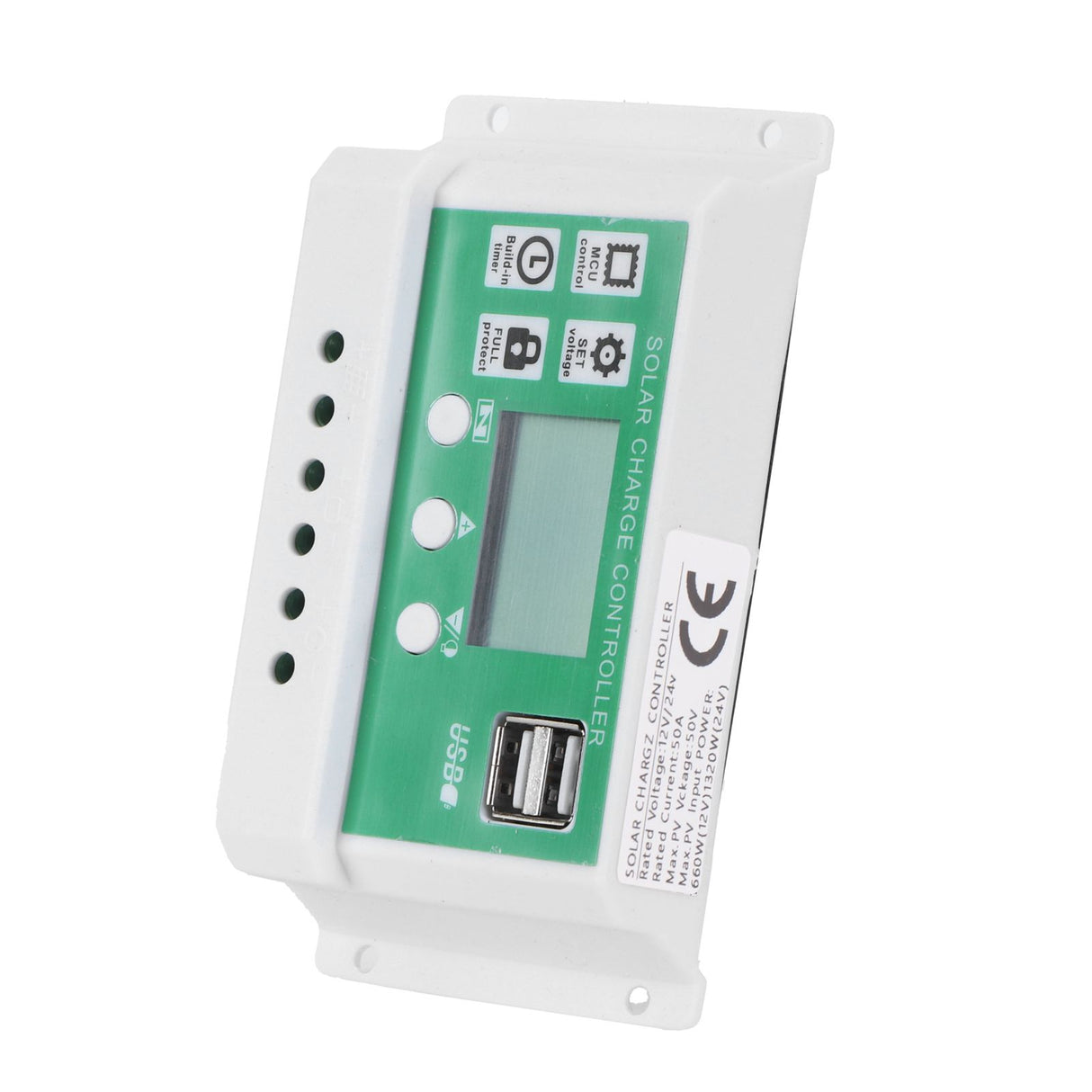 50A Solar Charge Controller LCD Display Adjustable 12V 24V Solar Panel Regulator