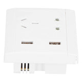 Multi-Functional Wall Power Outlet Socket with 2 USB Port 13A for Home Office AU Plug 110/220V - 45-Degree Angle