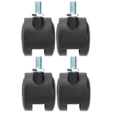 4Pcs PU Casters with Brake 1.5in Universal Wheel for Cabinet Bookshelf Trolley Black
