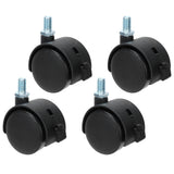 4Pcs PU Casters with Brake 1.5in Universal Wheel for Cabinet Bookshelf Trolley Black - Front View