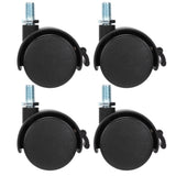4Pcs PU Casters with Brake 1.5in Universal Wheel for Cabinet Bookshelf Trolley Black - Side View
