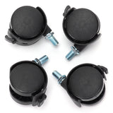 4Pcs PU Casters with Brake 1.5in Universal Wheel for Cabinet Bookshelf Trolley Black - Close-Up Angle