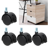4Pcs PU Casters with Brake 1.5in Universal Wheel for Cabinet Bookshelf Trolley Black