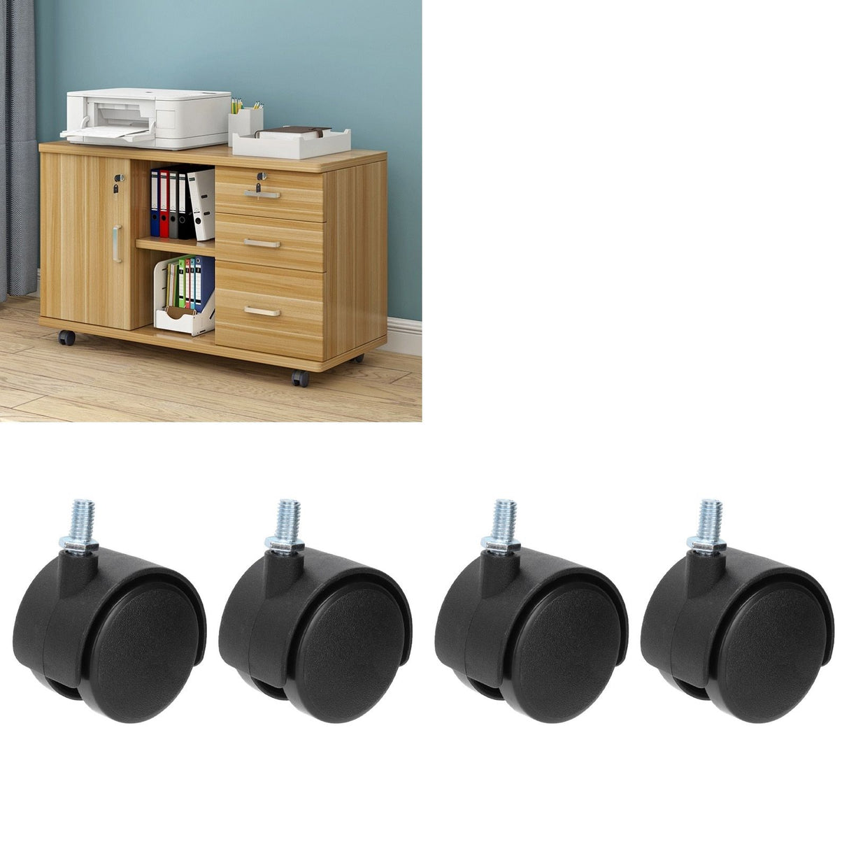 4Pcs 2in Caster Waterproof 360 Degree Rotatable Universal Wheels for Cabinet Trolley