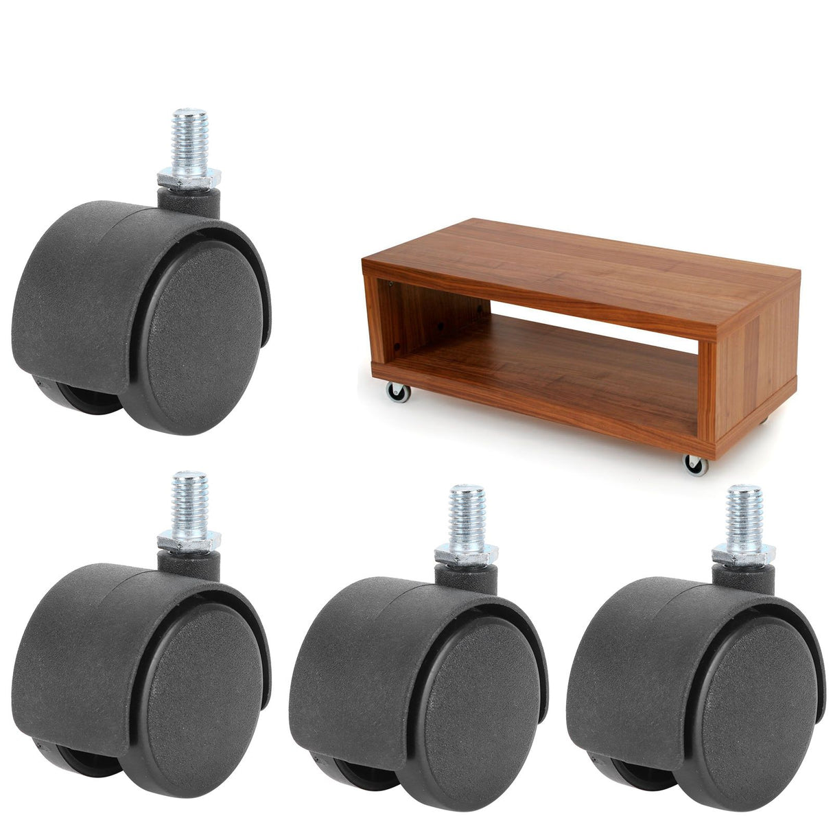 4Pcs 1.5in Casters 360 Degree Rotatable Universal Plastic Wheel for Cabinet Chair