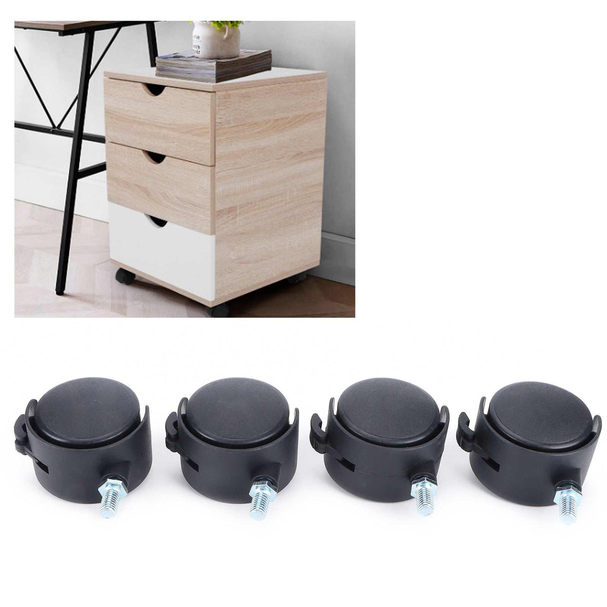 4Pcs 2in Universal Casters with Brake Mute 360 Degree Rotating Wheels Furniture Supply