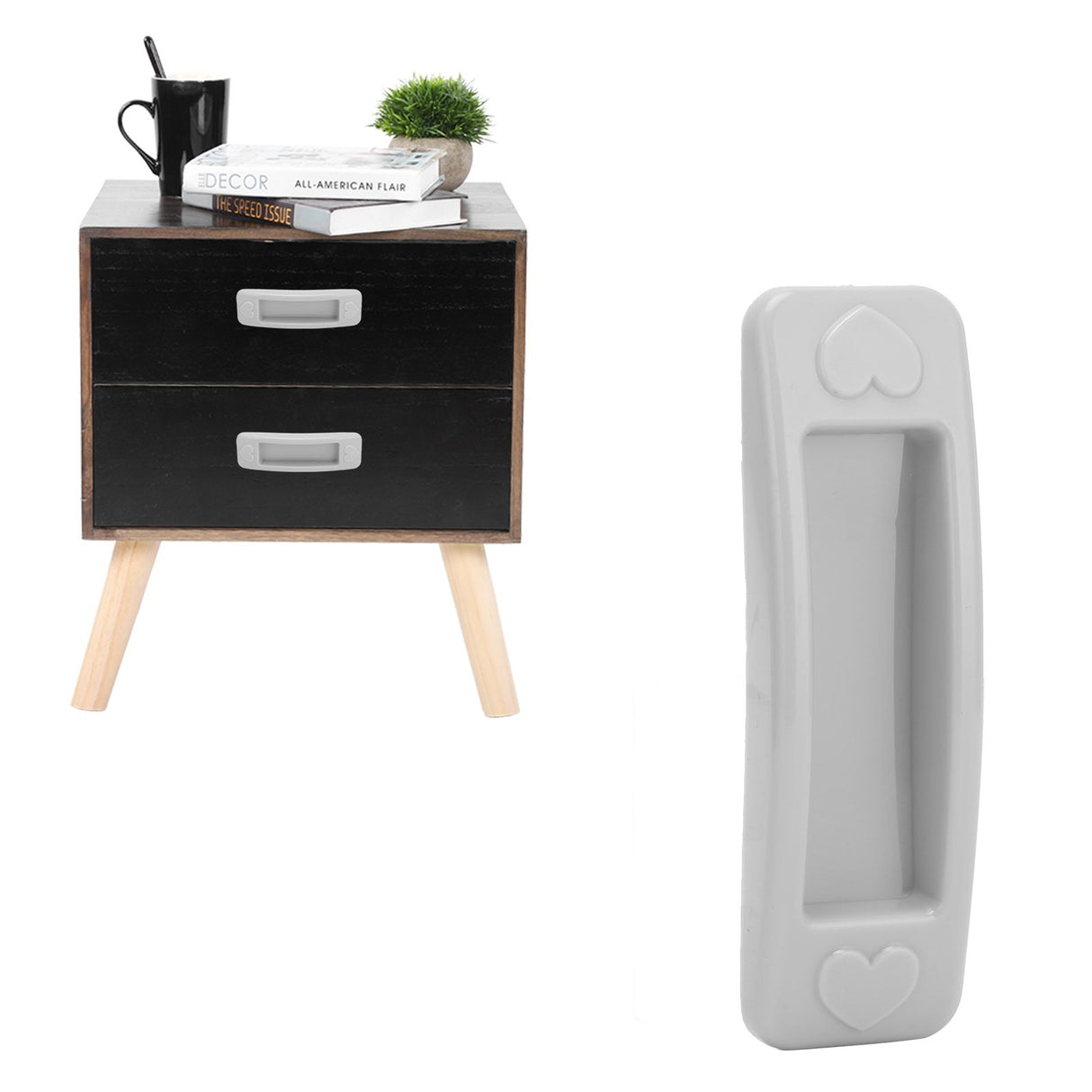 Gray NonDrill Glass Sliding Door Handle Paste Plastic Handle for Drawer Window Cabinet