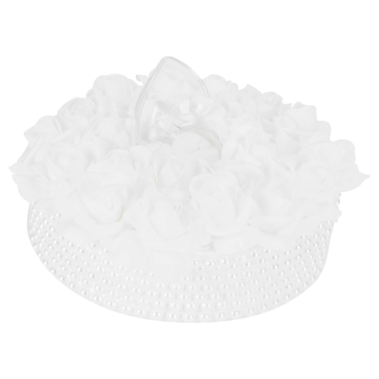 Ring Pillow Box Wedding with Ribbon Bowknot CakeShaped Pearl Rose Ceremony Supplies White(5905 )