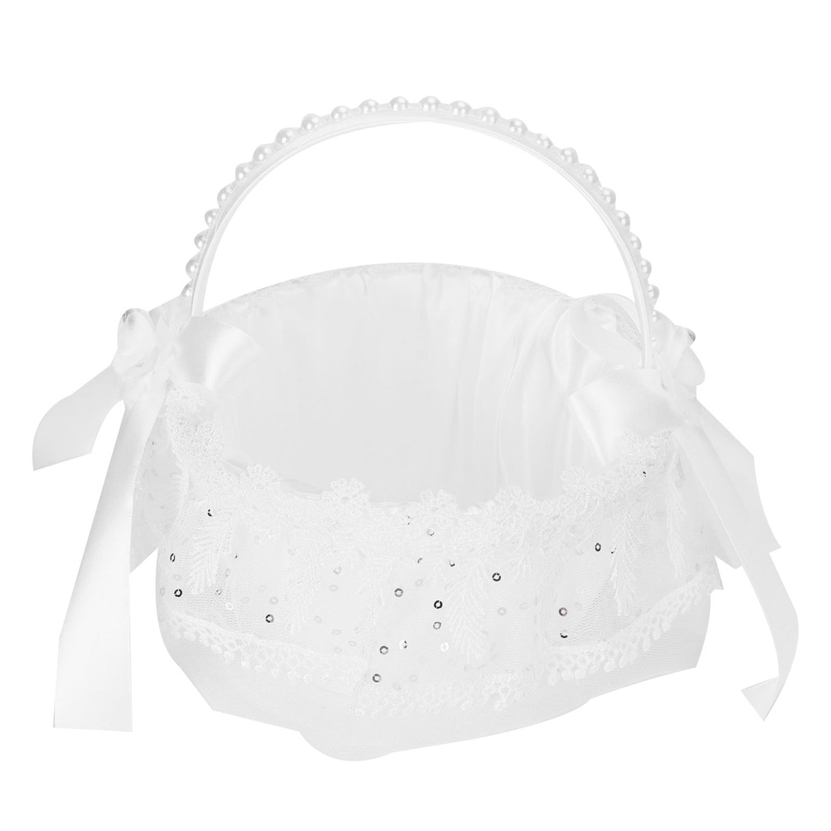 Flower Lace Basket White Romantic Flower Basket Candies Container Wedding Ceremony Decoration5707 Flower Basket L
