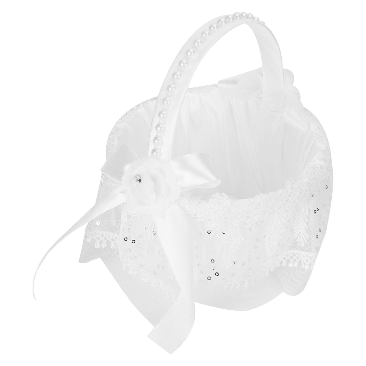Flower Lace Basket White Romantic Flower Basket Candies Container Wedding Ceremony Decoration5707 Flower Basket L