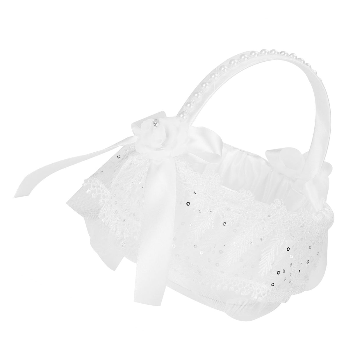 Flower Lace Basket White Romantic Flower Basket Candies Container Wedding Ceremony Decoration5707 Flower Basket L