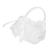 Flower Lace Basket White Romantic Flower Basket Candies Container Wedding Ceremony Decoration5707 Flower Basket L - Rear View