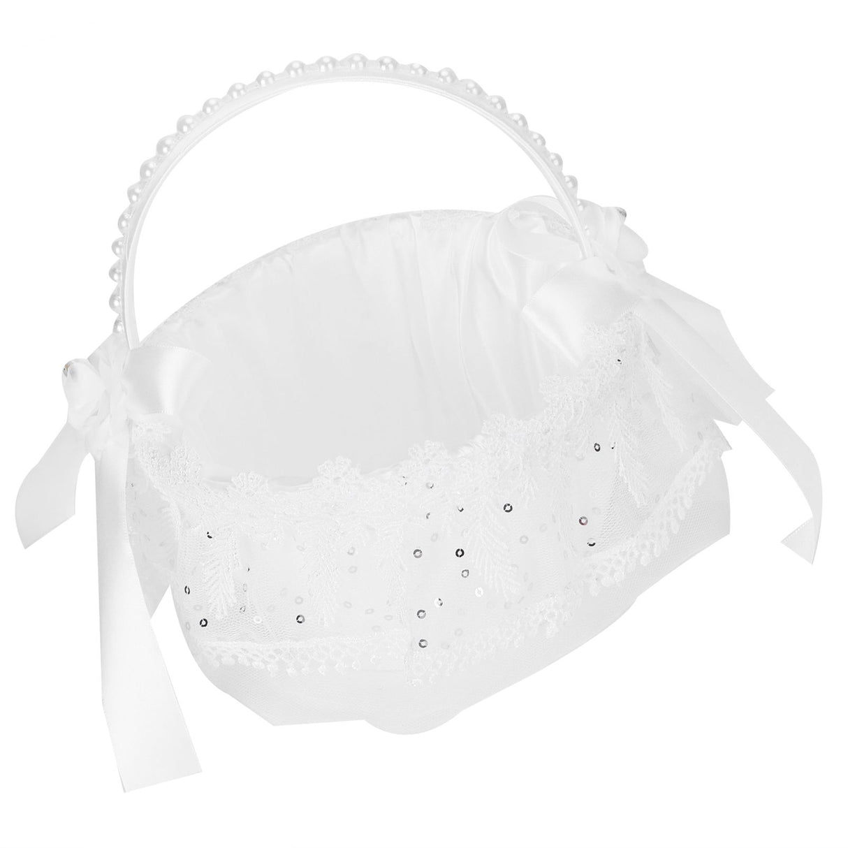 Flower Lace Basket White Romantic Flower Basket Candies Container Wedding Ceremony Decoration5707 Flower Basket L