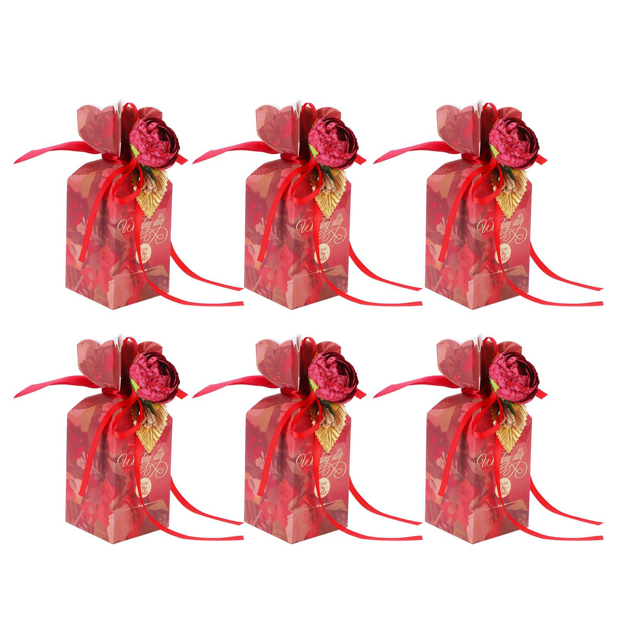 10 Set Candy Boxes Wedding Birthday Party Favor Gift Box with Ribbons DecorationRetro Flower Pattern